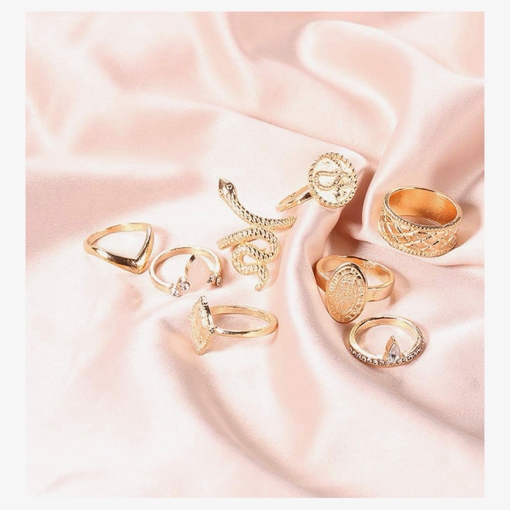 Elegant Gold-Tone Ring Set for Women
